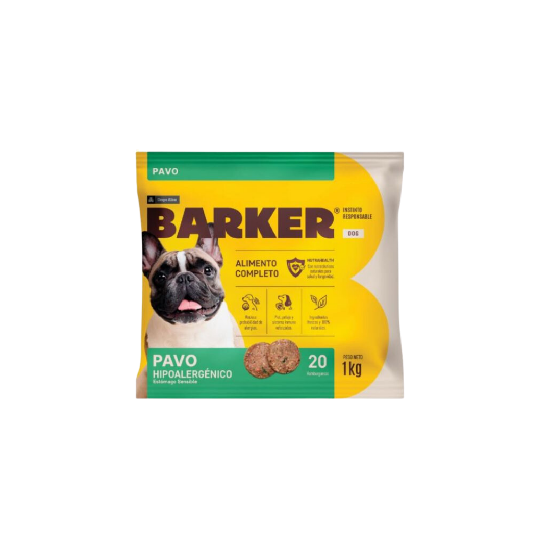 Hamburguesa Pavo Hipoalergénico Barker 1 KG (20 unds)